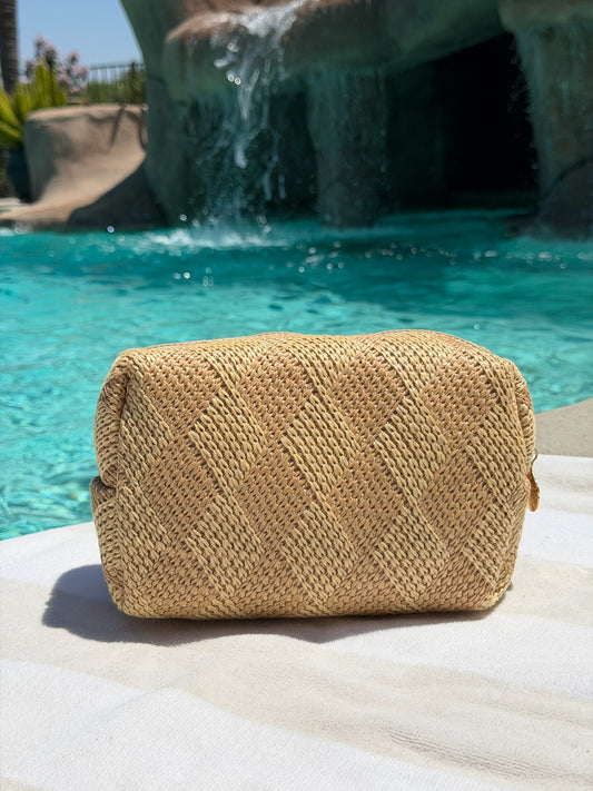 "Breeze" Woven Straw Travel Pouch