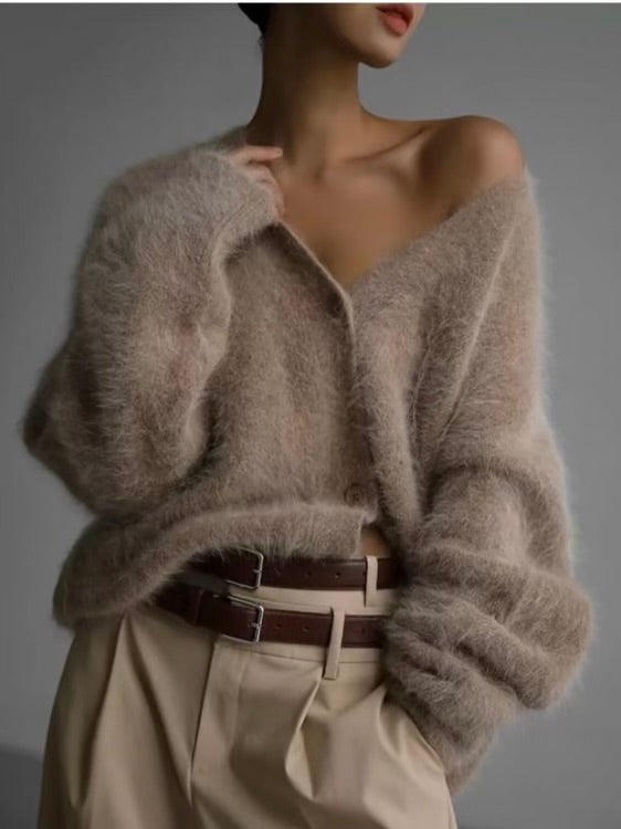 FINAL SALE!! Taupe Mohair Cardigan