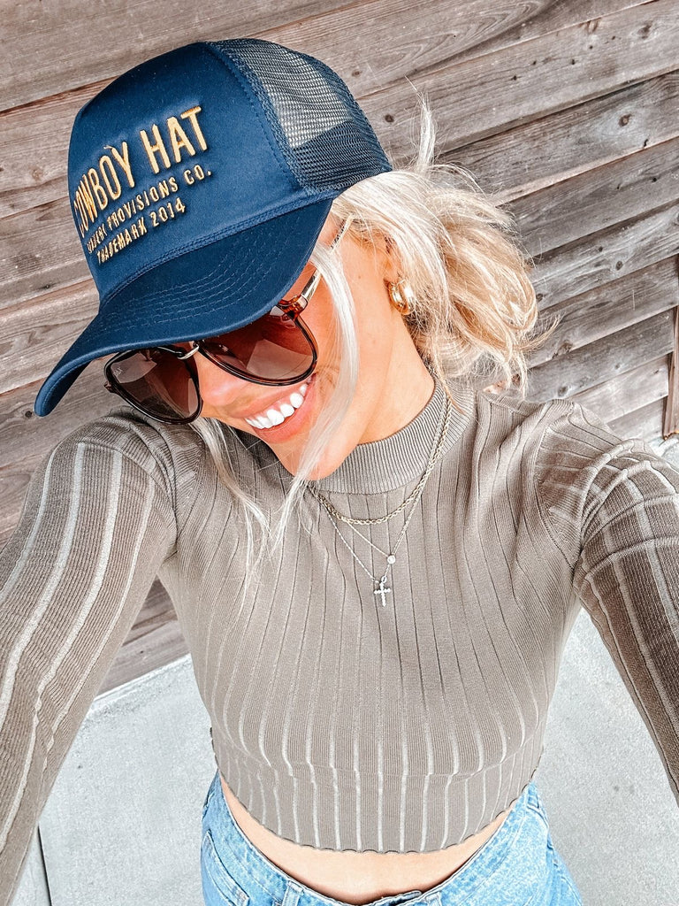 AS SEEN ON MADISON LECROY!! Cowboy Trucker Hat in Navy