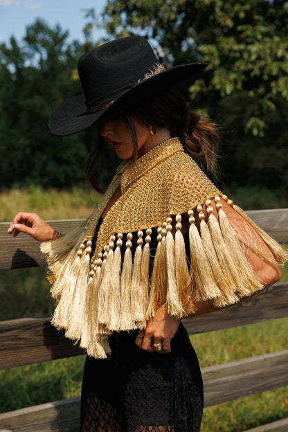 Gold Fringe Tassel Cape