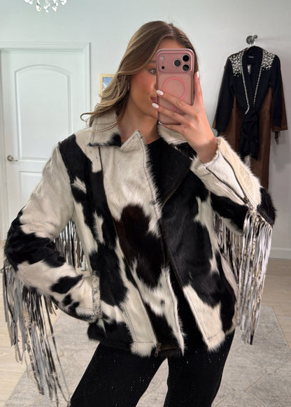 NEW!! Cowhide Jacket with Fringe #2 - Size Small