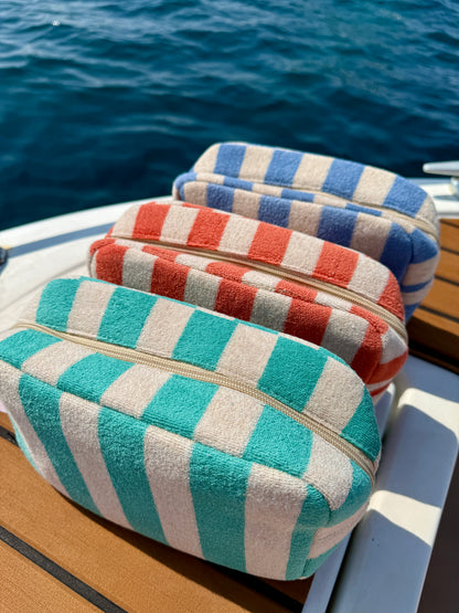 FINAL SALE!! Carmel Striped Sunscreen Pouch in Emerald