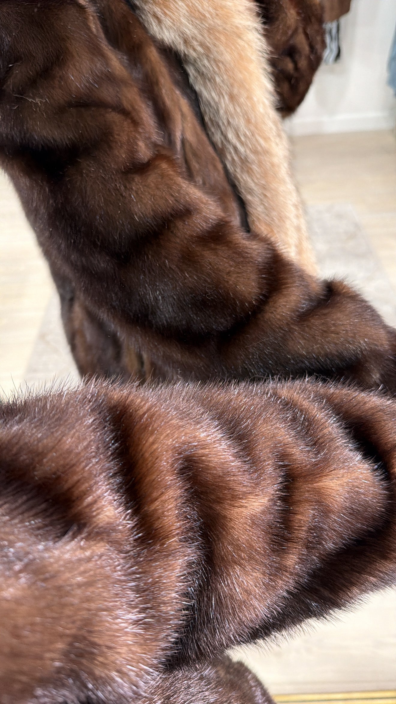 #GB7 Vintage Mahogany Mink and Crystal Fox Tuxedo Jacket