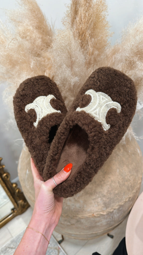 NEW!! Sasha Platform Slippers in Brown