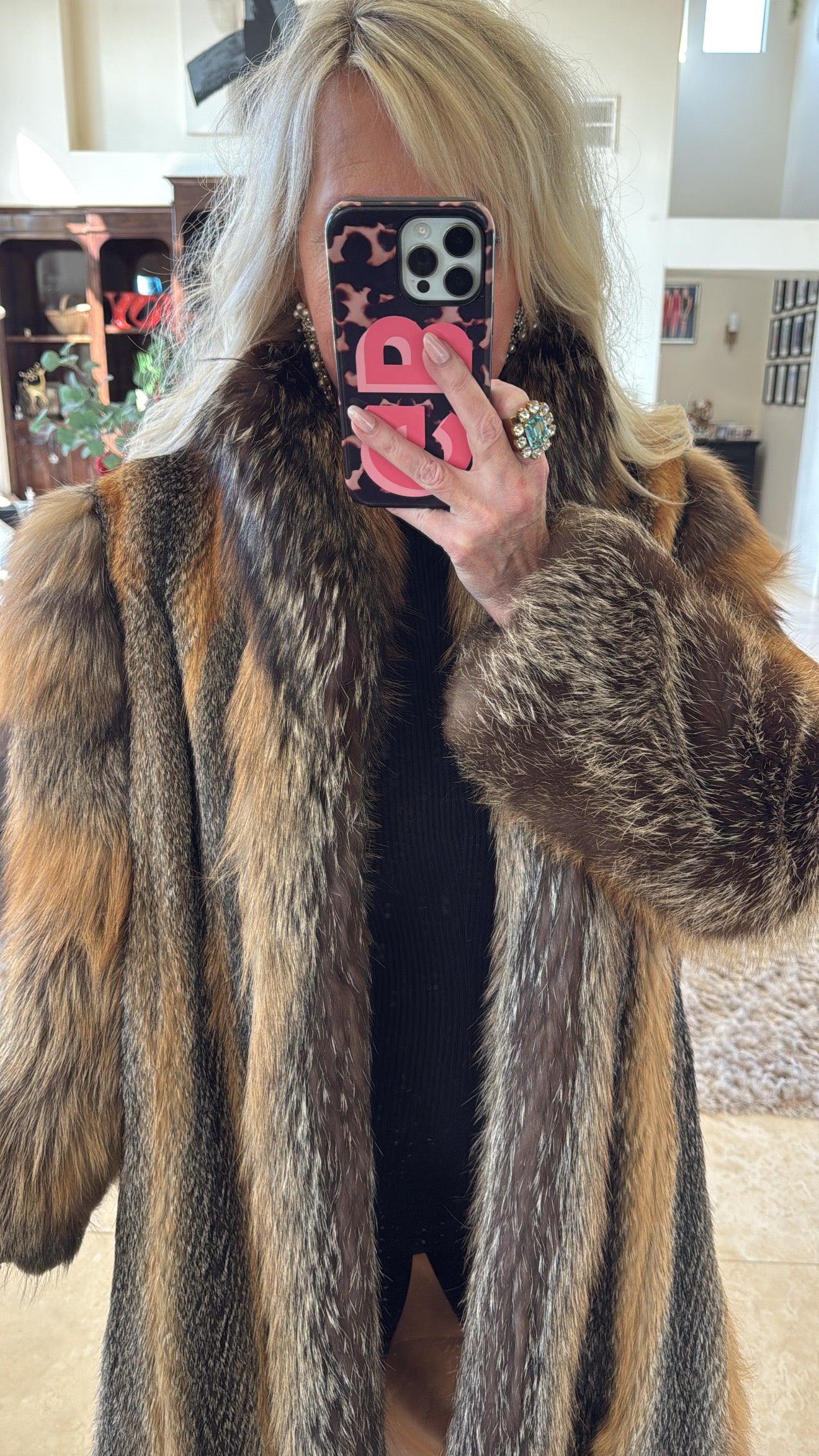 #38 Vintage Red Fox Full Length Coat