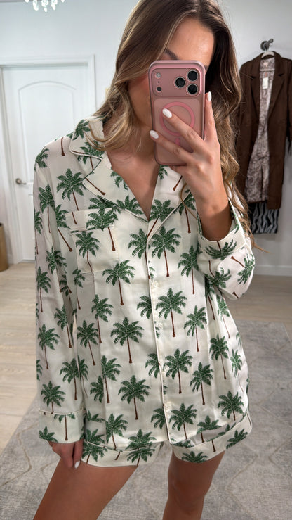 FINAL SALE!! Favorite PJ Set in Palm Tree Silky