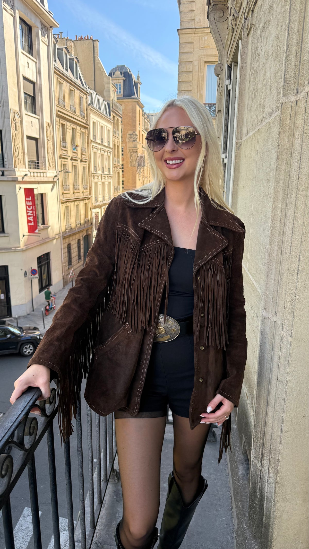 Vintage Brown Suede Fringe Jacket Size Large