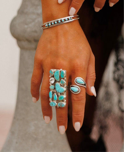 NEW!! "Sierra" Adjustable Kingman Turquoise Rectangle Ring