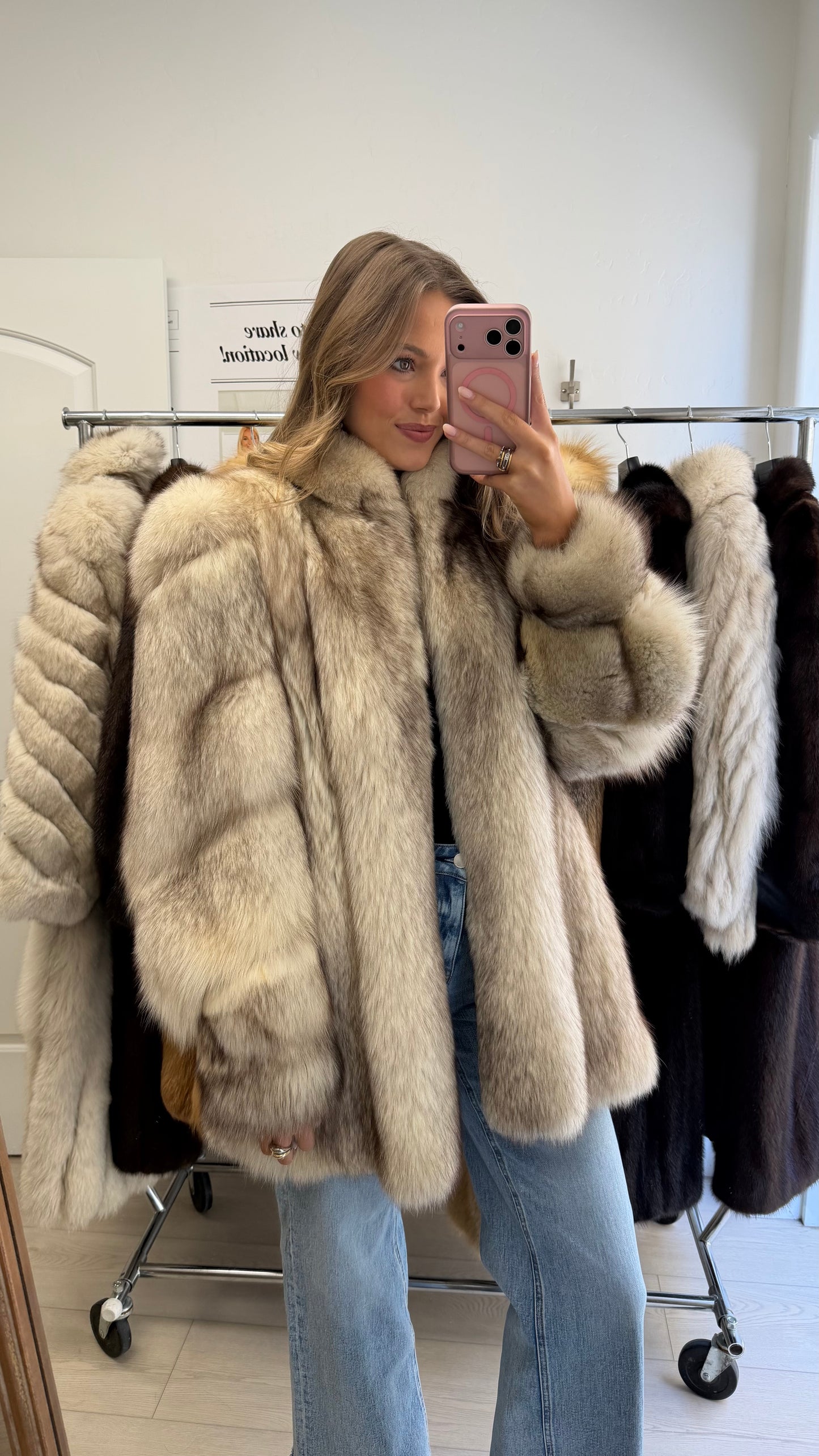 #6 Vintage Blue Fox Jacket Size Small