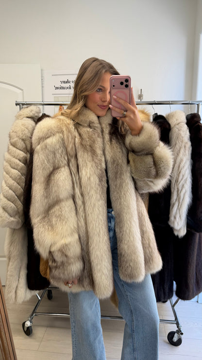 #6 Vintage Blue Fox Jacket Size Small