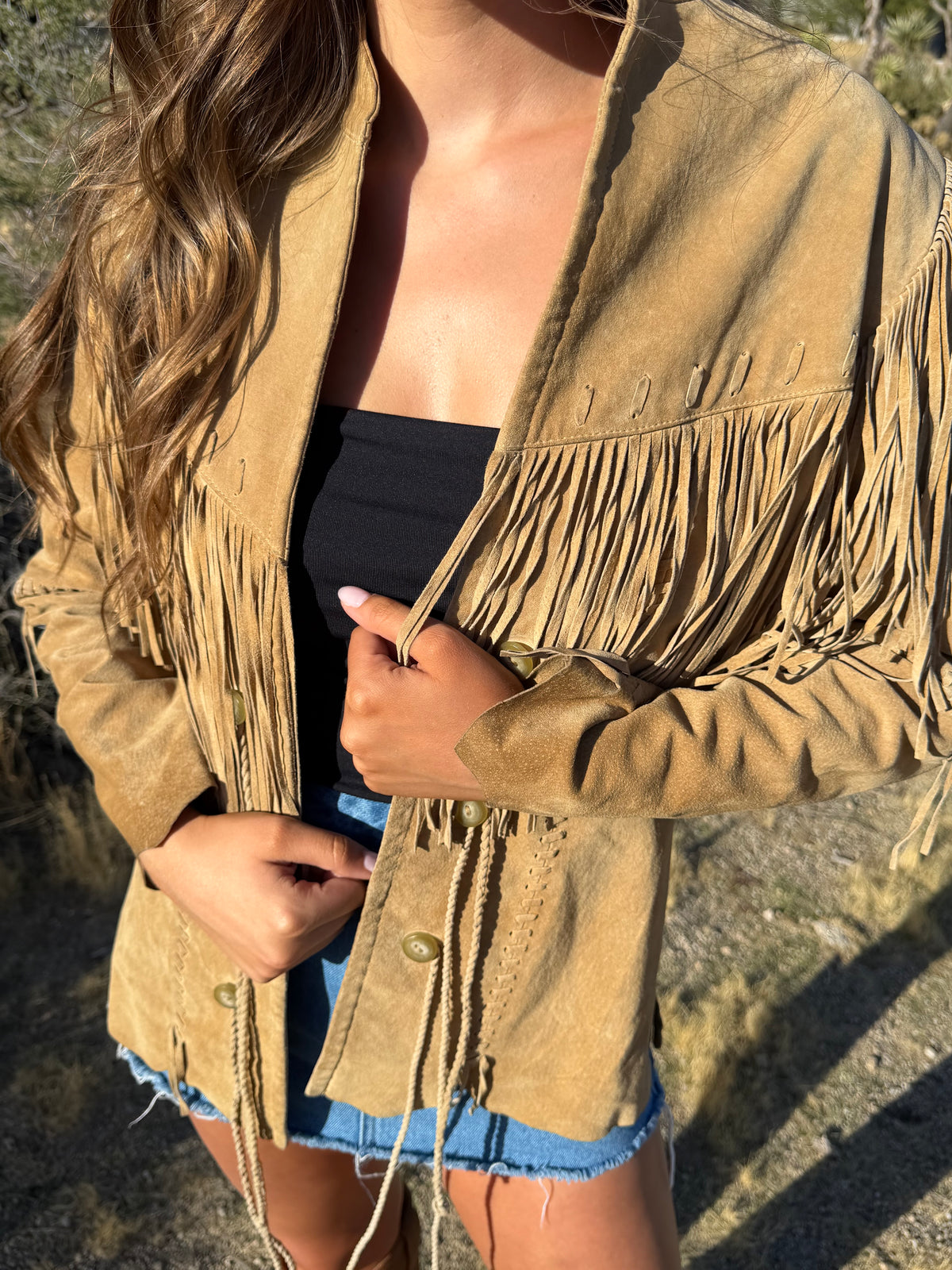 Vintage Scully Suede Fringe Button Jacket Size 8