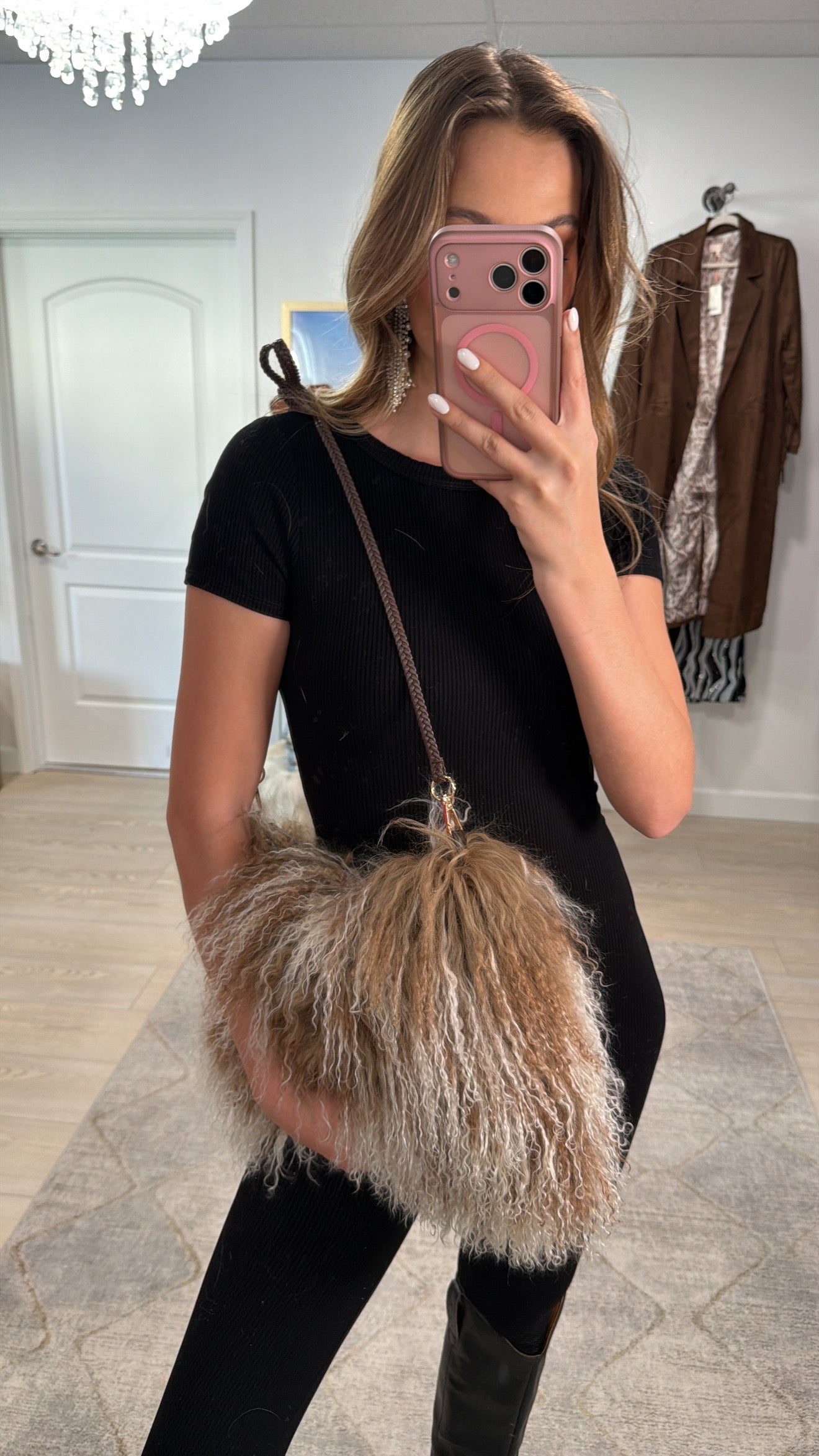 Genuine Vintage Mongolian Lamb Fur Bag