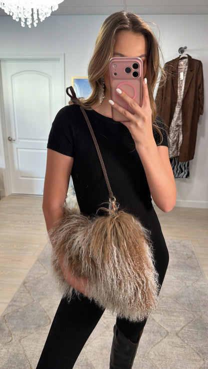 Genuine Vintage Mongolian Lamb Fur Bag