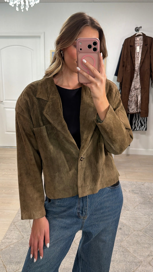 Vintage Christian Dior Suede Cropped Blazer Size M