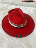 NEW!! GB ORIGINAL: The Luxe Banded Suede Hat in Red