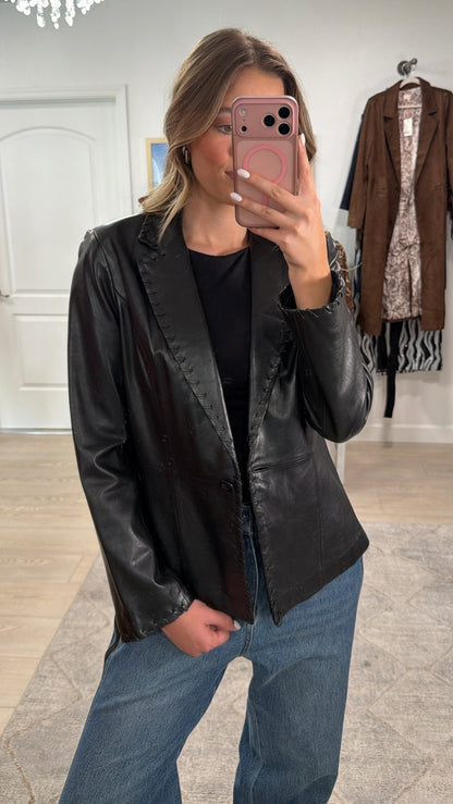 Vintage Cache Black Leather Blazer - Size Small