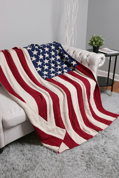 NEW!! Comfy Luxe "American Flag" Reversible Throw Blanket