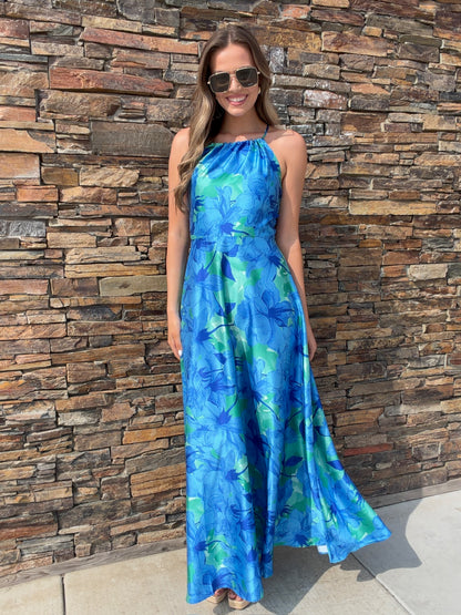 NEW!! The "Positano" Halter Maxi Dress in Blue