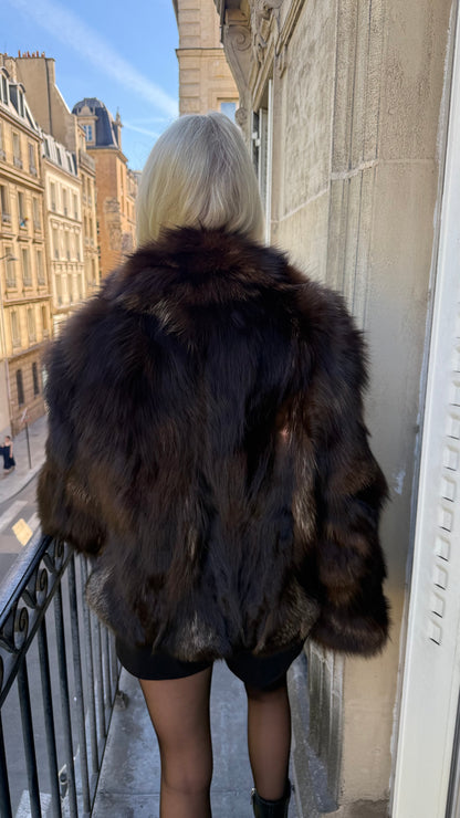 #98 Vintage Brown Fox Jacket Size Medium