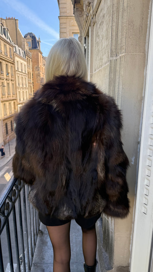 #98 Vintage Brown Fox Jacket Size Medium