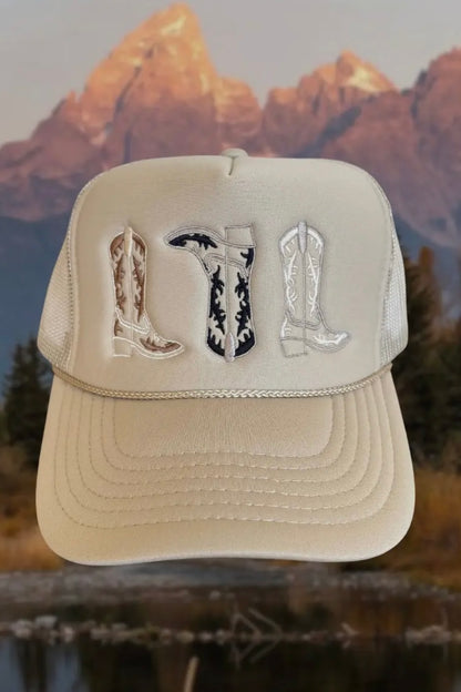 NEW!! Embroidered Cowboy Boot Hat in 3 Colors