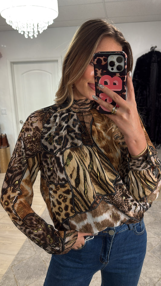 NEW!! "After Dark" Animal Print Metallic Top