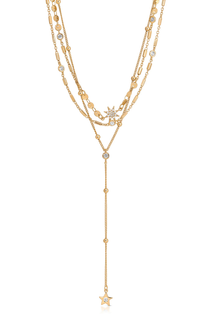 NEW!! Forever Star Fall 18k Gold Plated Multi-Chain Choker