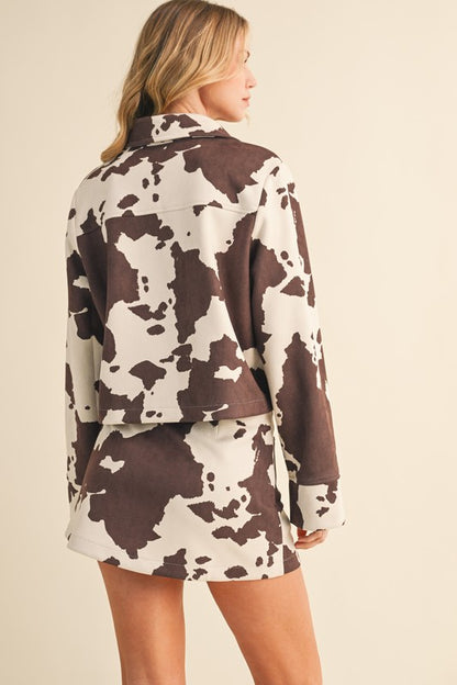 NEW!! Cow Print Faux Suede Skirt