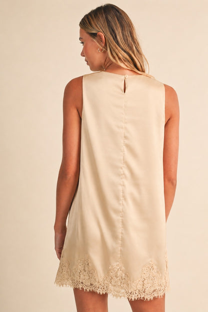 Sleeveless Satin Lace Dress