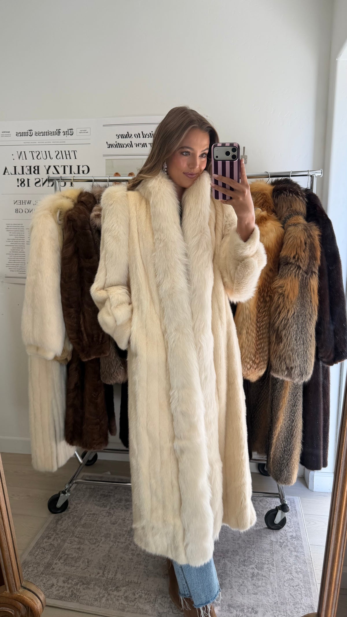 #63 Blonde Mink Coat w/ Fox Tuxedo Size Small