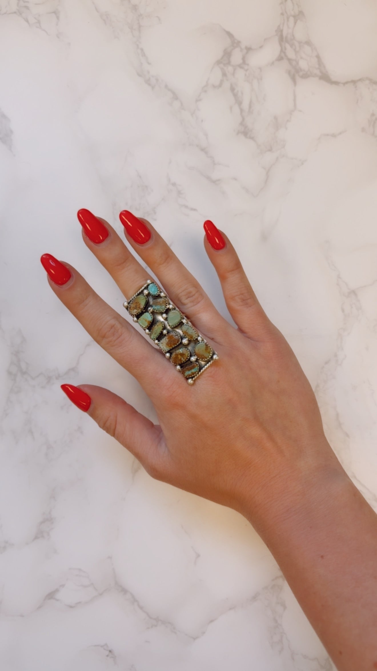 "Sierra" Adjustable Kingman Turquoise Rectangle Ring