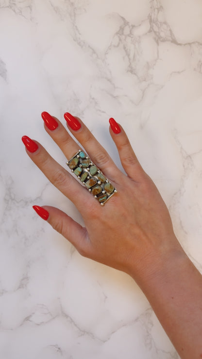 "Sierra" Adjustable Kingman Turquoise Rectangle Ring