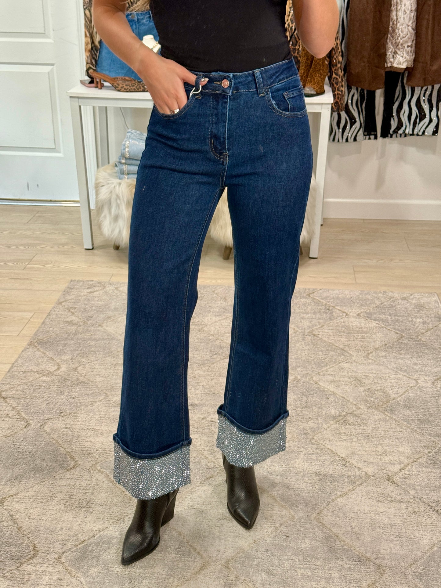 NEW!! The Rhinestone Cuff Denim Jean