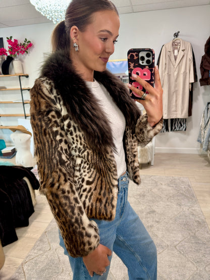 #GB3 Vintage Cropped Rabbit & Fox Fur Jacket SIZE XXS
