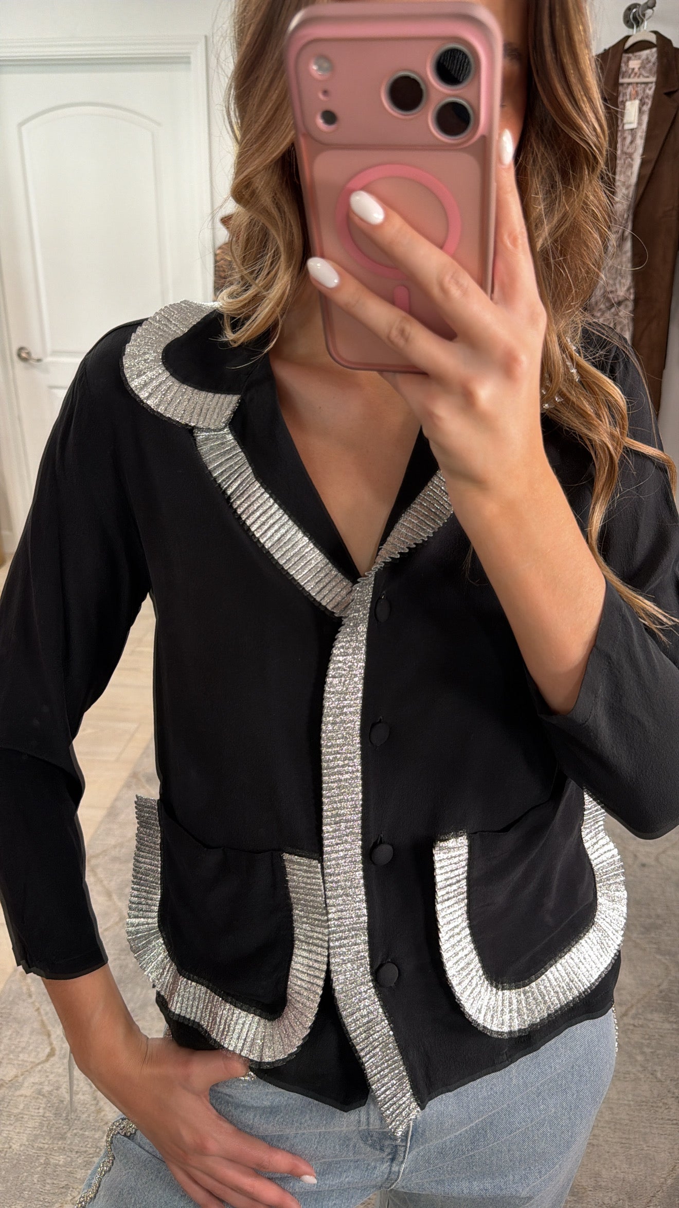 NEW!! Vintage Gucci Black Blouse Size S/M