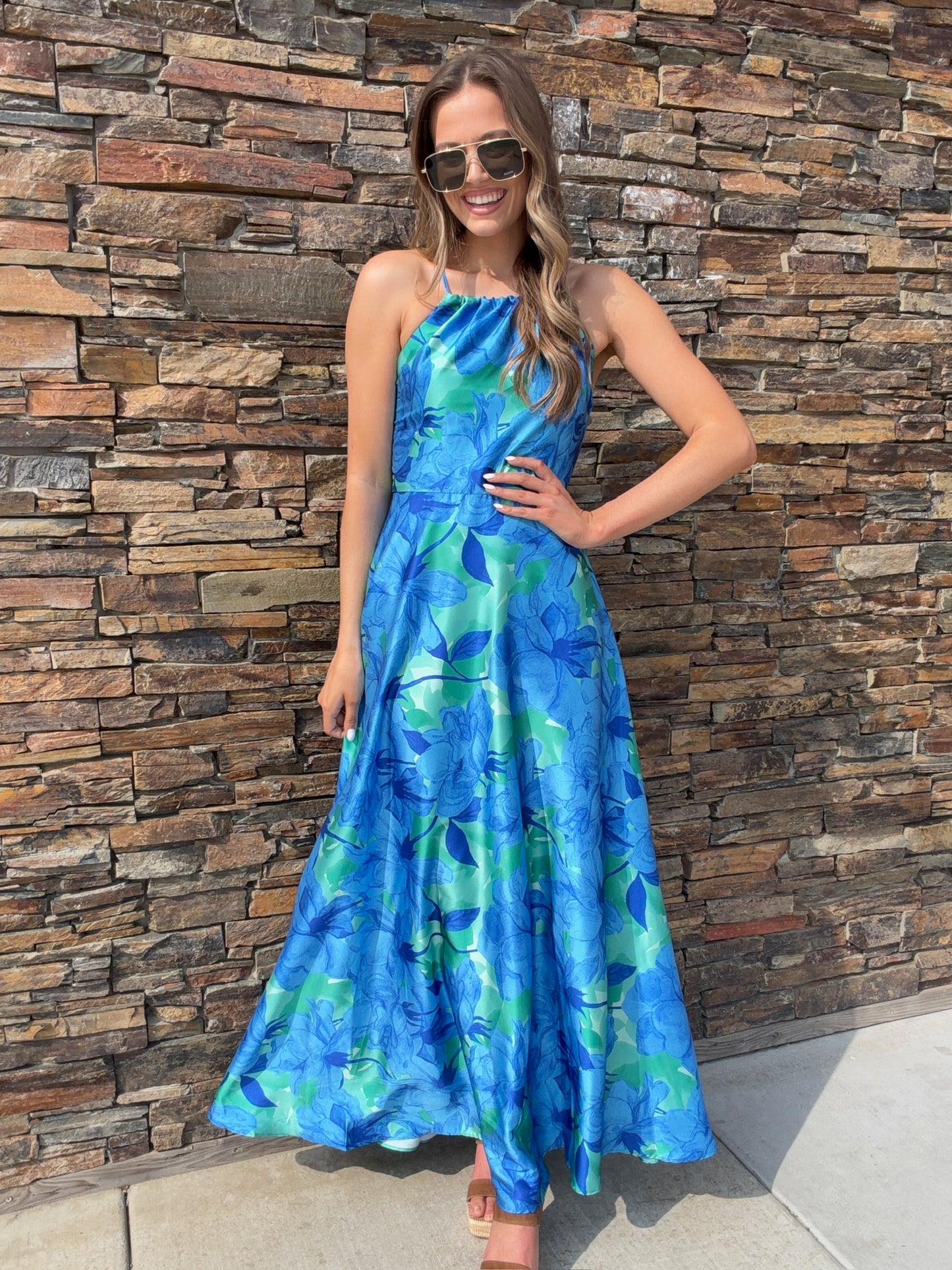 NEW!! The "Positano" Halter Maxi Dress in Blue