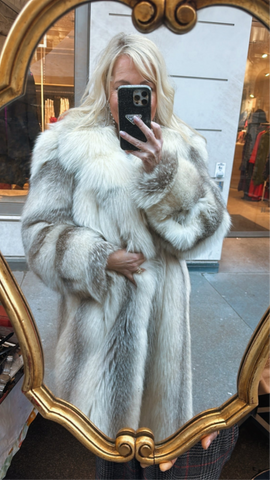 Paris Vintage Long Fox Fur Coat #32, Size Large