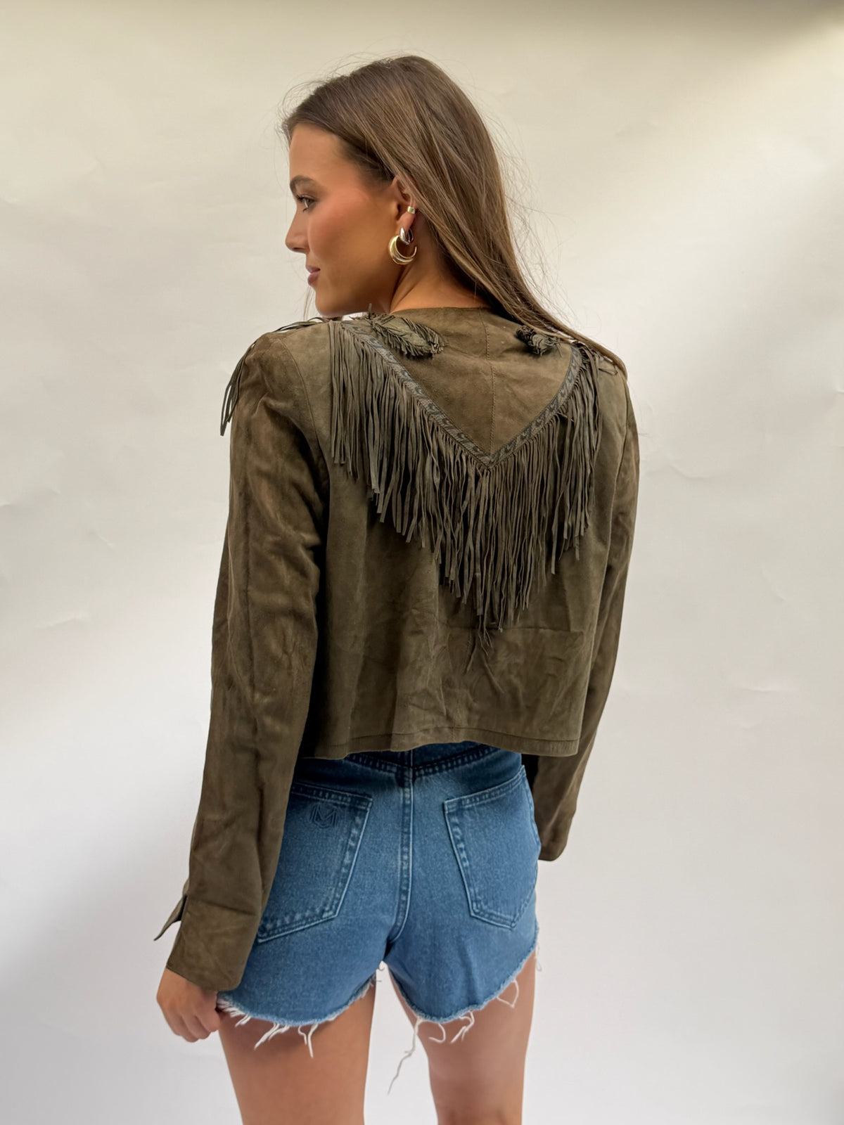 Vintage Roberto Cavalli Suede Fringe Jacket Size Medium
