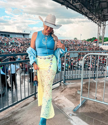 NEW!! "Trendsetter" Lace Maxi Skirt in Yellow