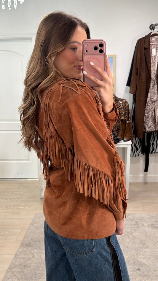 NEW!! Vintage Suede Fringe Jacket Size Small
