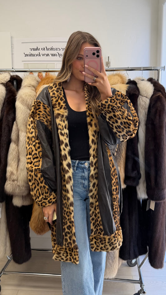 #31 Vintage Spotted Fur and Leather Jacket Size M/L