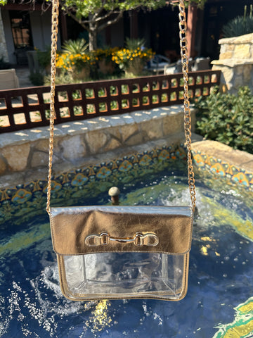 NEW!! Bag Check Clear Crossbody in Gold