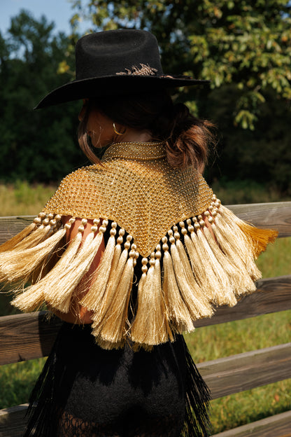 Gold Fringe Tassel Cape