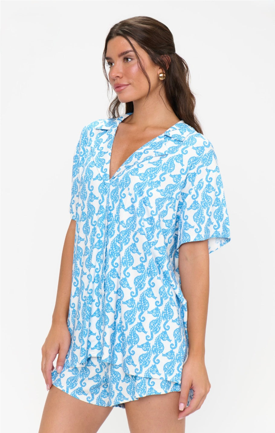 Sunday Morning Pj Set in Seahorse Jersey