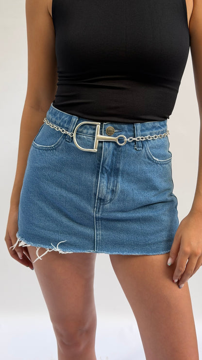 Horsebit Chain Belt in Silver