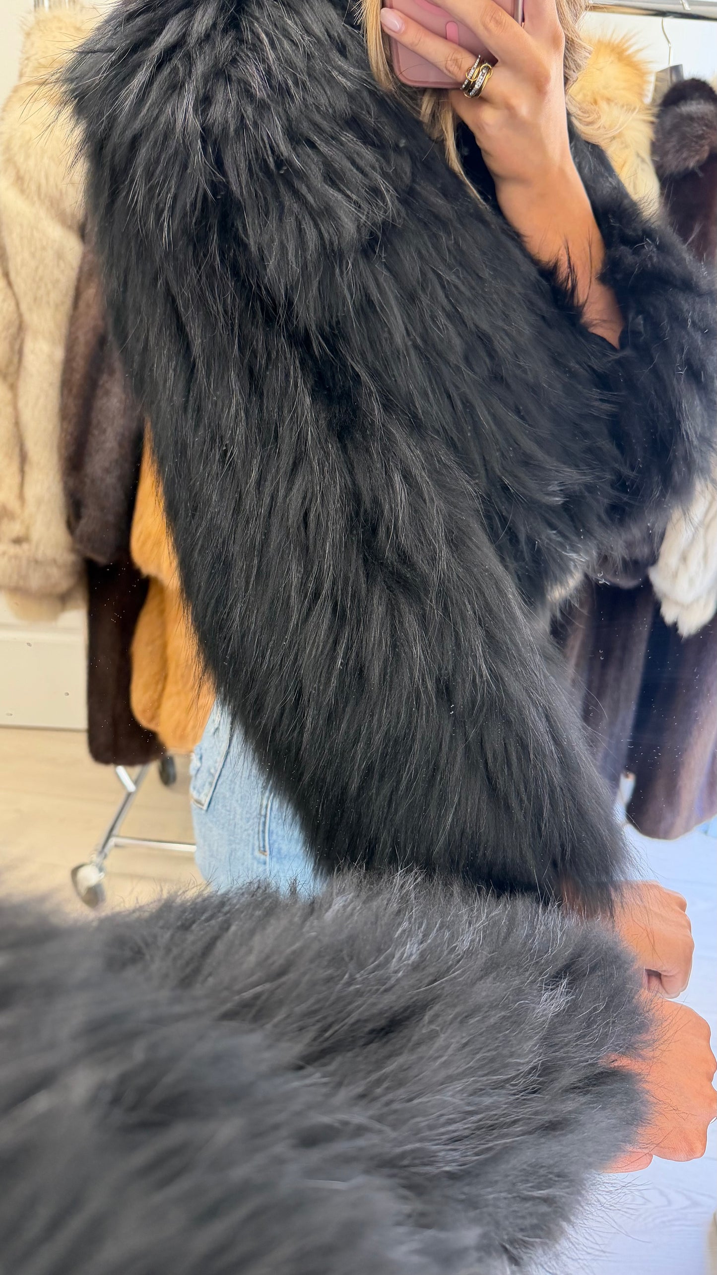 #27 Vintage Dyed Black Cropped Raccoon Fur Jacket