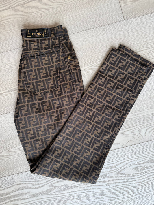 Vintage Fendi Monogram Logo Pants Size 24