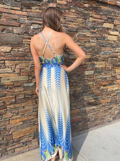 NEW!! The "Amalfi" Halter Maxi Dress in Peacock