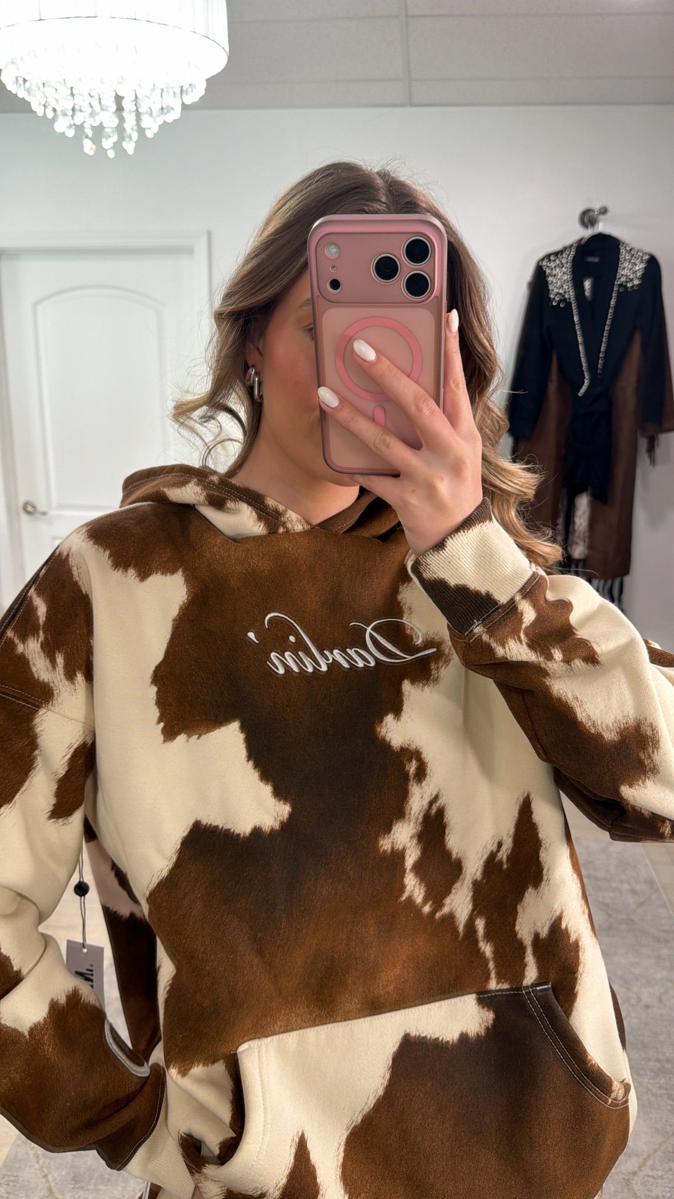 Signature Oversized Hoodie in Cowhide