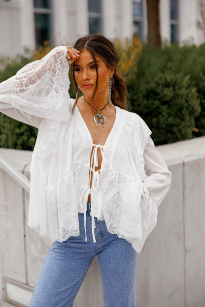 NEW!! "Canyon" Lace Trim Top in White